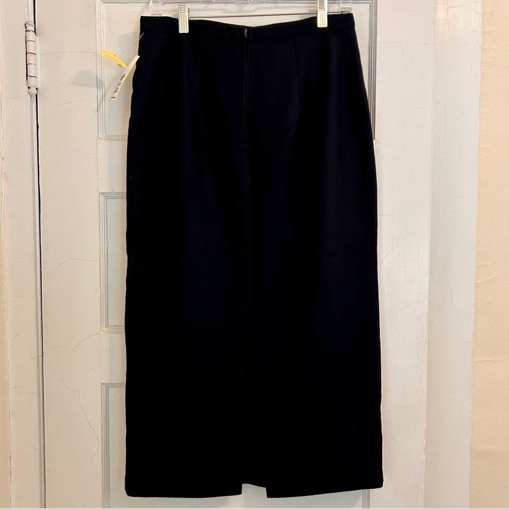 Vintage Ilyse Hart Ltd Black Straight 100% Wool Lined Skirt size 14 NWT